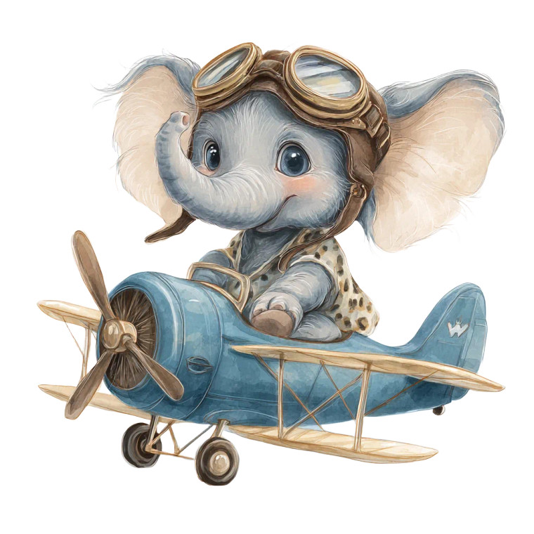 Baby Elephant Pilot Vinyl Car Decal Sticker – Waterproof & UV-Resistant 3.4133333333333336"
