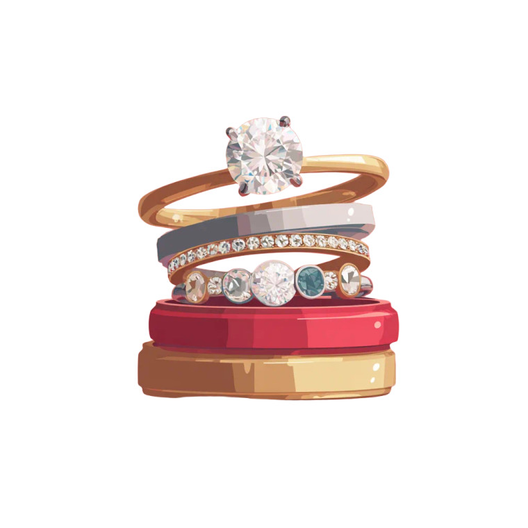 Wedding Rings Stack Vinyl Car Decal Sticker – Waterproof & UV-Resistant 3.4133333333333336"