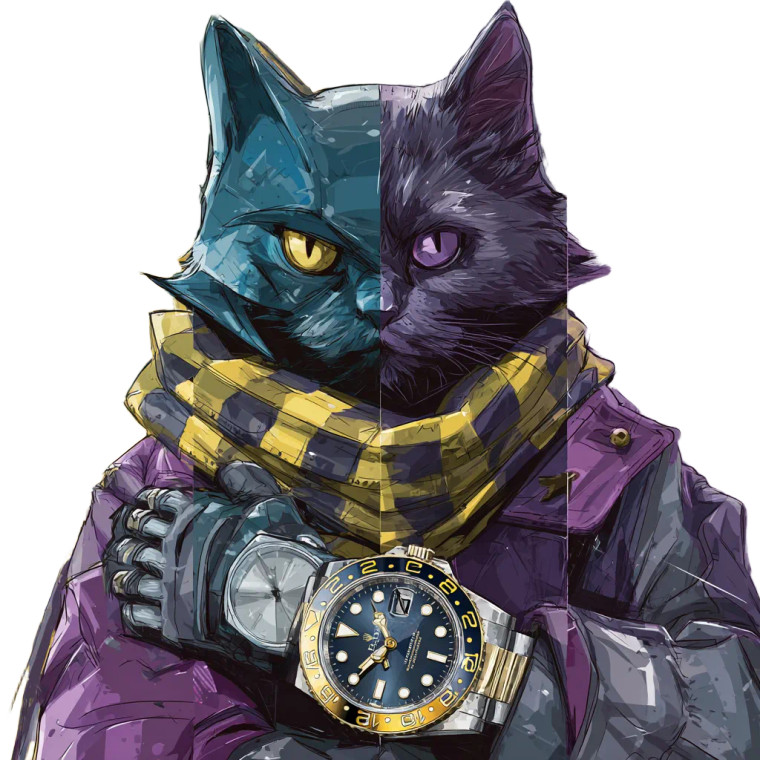 Cat With Rolex Vinyl Car Decal Sticker – Waterproof & UV-Resistant 3.4133333333333336"