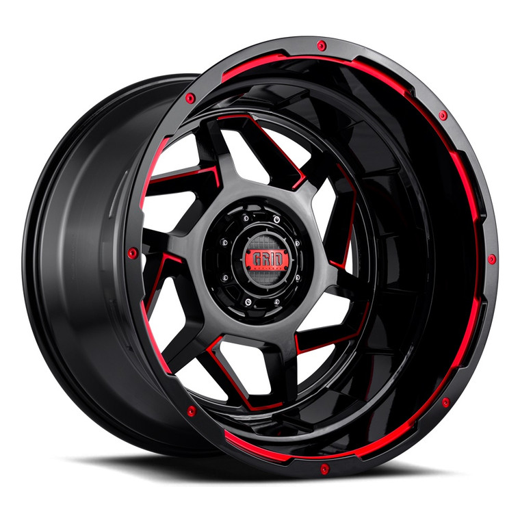 Transform Your Ride with Grid Wheels GD14 | 17x9 Gloss Black With Red Accents - Limited Lifetime Warranty