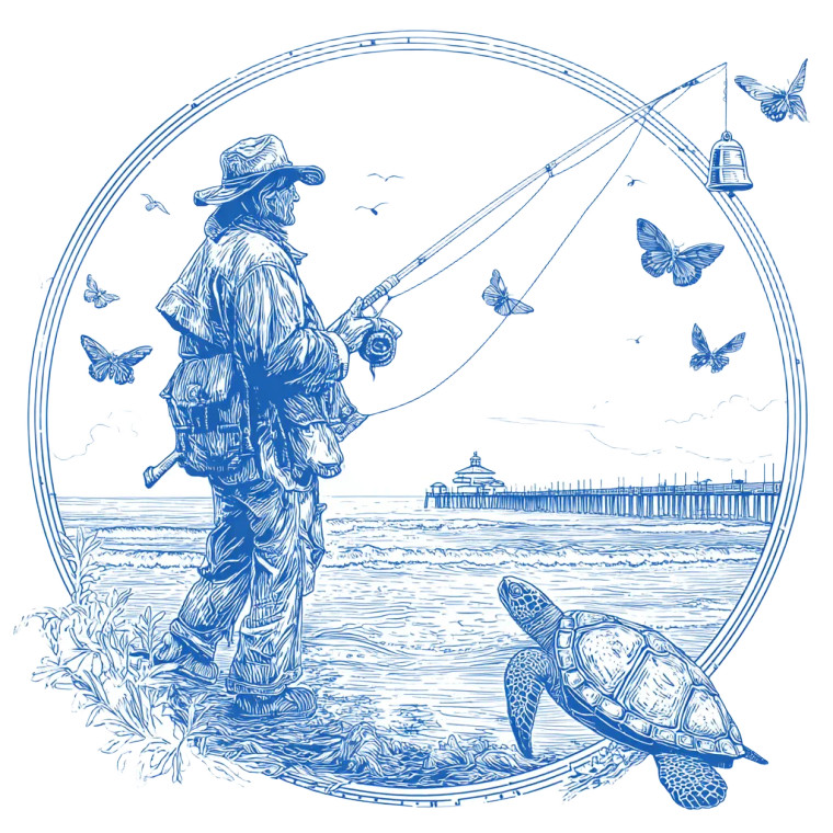 Old Fisherman Illustration V2 Vinyl Car Decal Sticker – Waterproof & UV-Resistant 6.826666666666667"