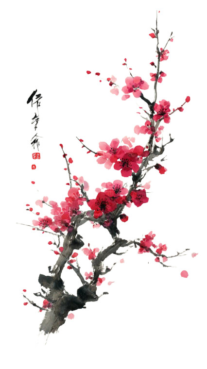 Plum Blossom Branch V2 Vinyl Car Decal Sticker – Waterproof & UV-Resistant 9.706666666666667"