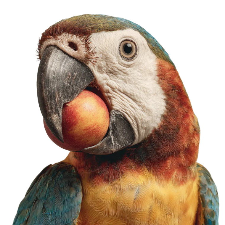 Parrot Eating Peach Vinyl Car Decal Sticker – Waterproof & UV-Resistant 6.826666666666667"