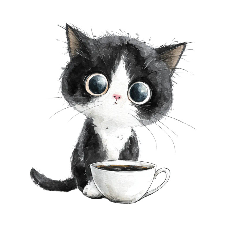 Kitten Coffee Sip Vinyl Car Decal Sticker – Waterproof & UV-Resistant 3.4133333333333336"