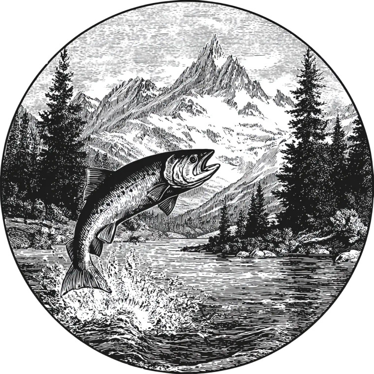 Jumping Fish Stencil Vinyl Car Decal Sticker – Waterproof & UV-Resistant 3.4133333333333336"