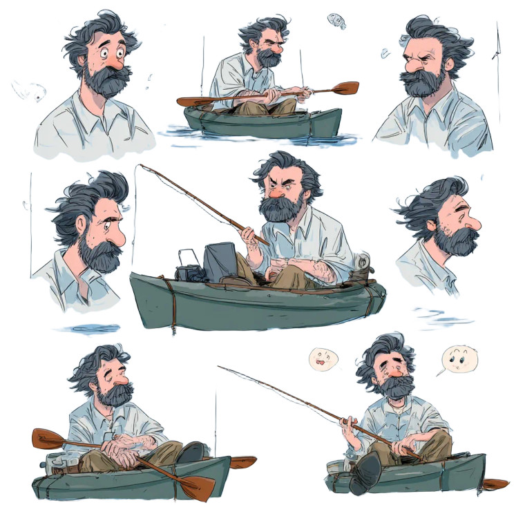 Fishing Kayak Doodles Vinyl Car Decal Sticker – Waterproof & UV-Resistant 6.826666666666667"