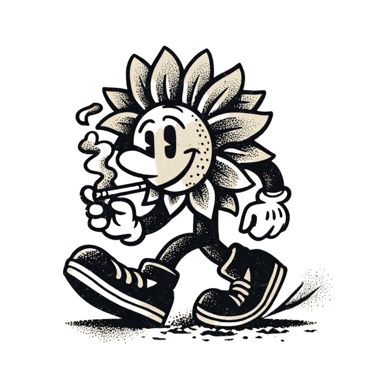 Vintage Sunflower Mascot Vinyl Car Decal Sticker – Waterproof & UV-Resistant 3.4133333333333336"