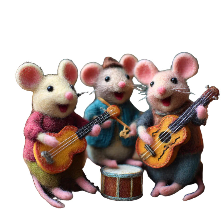 Felted Musical Mice Vinyl Car Decal Sticker – Waterproof & UV-Resistant 6.826666666666667"