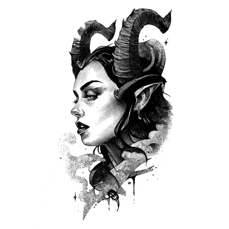 Devil Woman Tattoo Vinyl Car Decal Sticker – Waterproof & UV-Resistant 6.826666666666667"