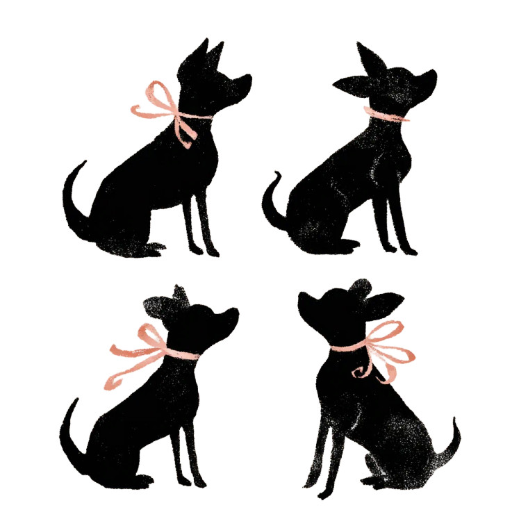 Dog Silhouettes With Bows Vinyl Car Decal Sticker – Waterproof & UV-Resistant 3.4133333333333336"