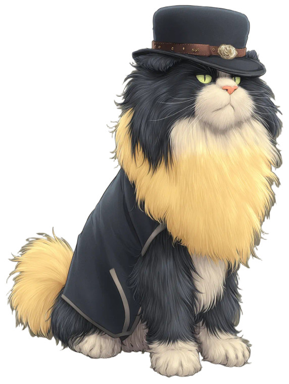 Fluffy Tuxedo Cat V2 Vinyl Car Decal Sticker – Waterproof & UV-Resistant 8.213333333333333"