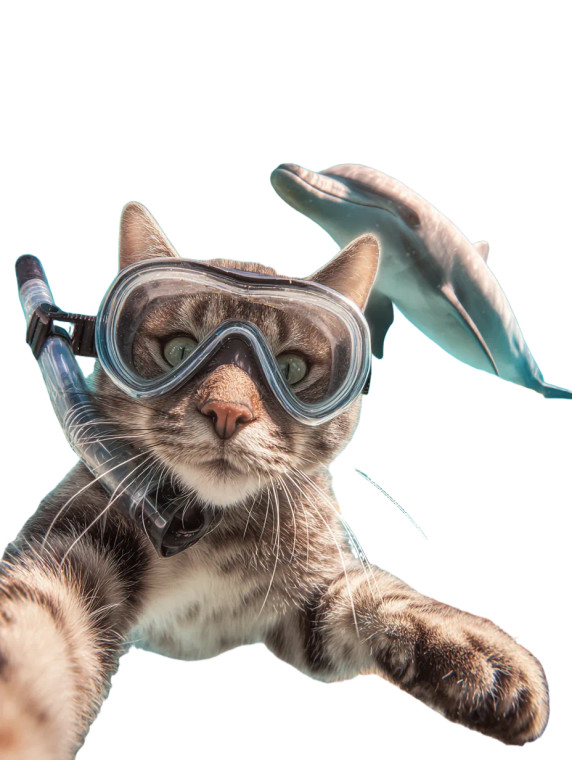 Cat'S Underwater Selfie Vinyl Car Decal Sticker – Waterproof & UV-Resistant 4.1066666666666665"