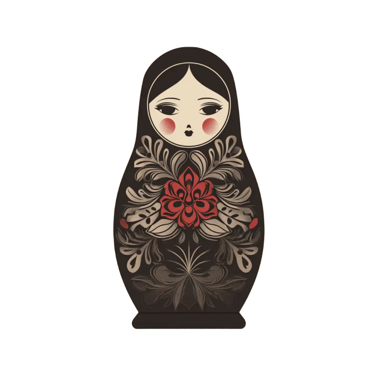 Melancholic Matryoshka Doll Vinyl Car Decal Sticker – Waterproof & UV-Resistant 3.4133333333333336"