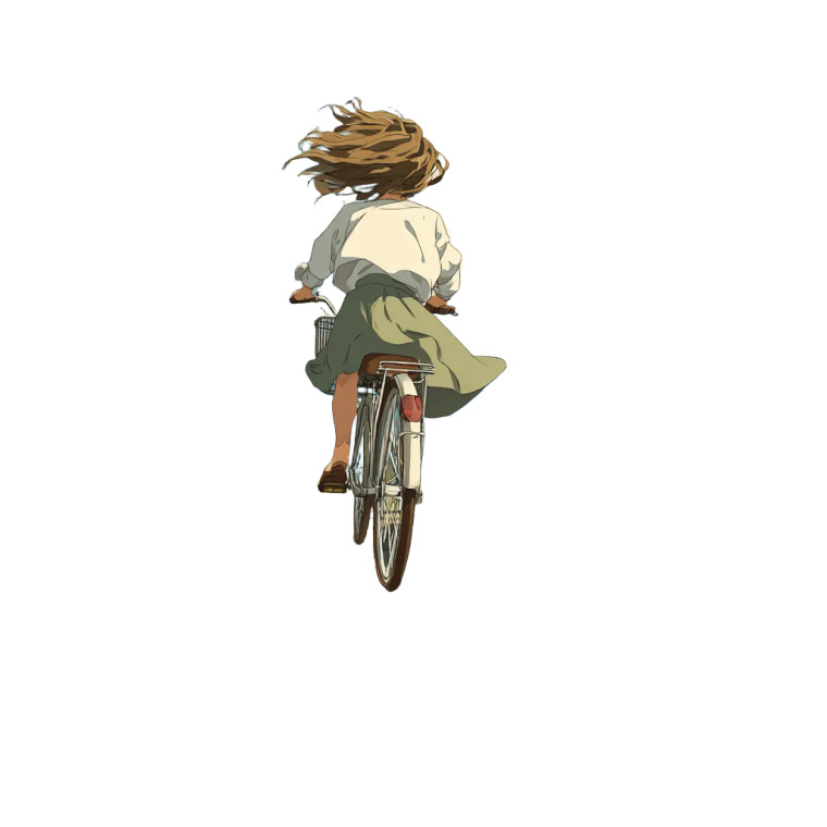 Girl Riding Bicycle V10 Vinyl Car Decal Sticker – Waterproof & UV-Resistant 6.826666666666667"