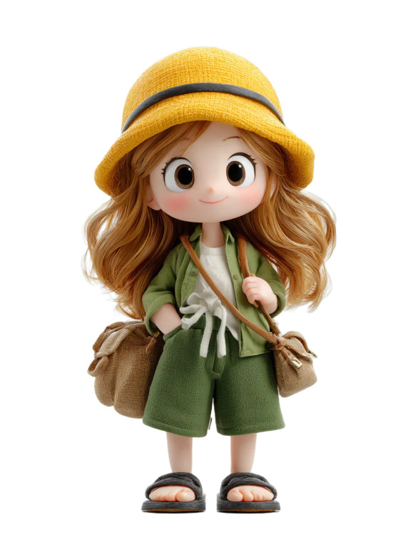 Chibi Travel Girl Vinyl Car Decal Sticker – Waterproof & UV-Resistant 4.1066666666666665"