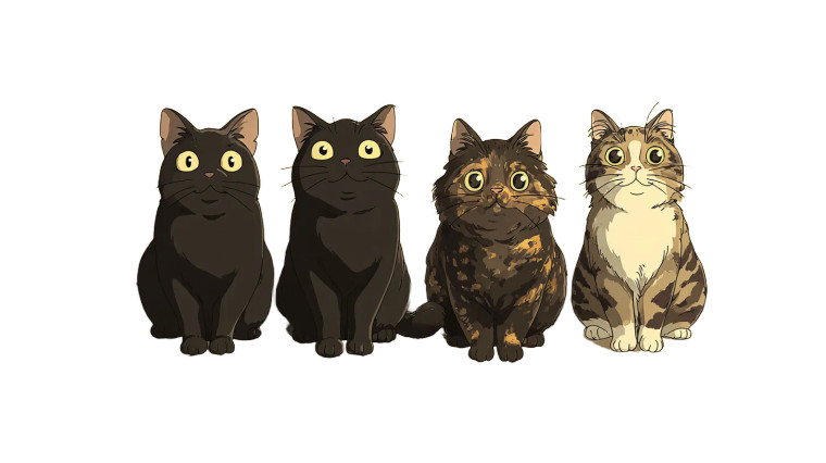 Ghibli Style Cats V3 Vinyl Car Decal Sticker – Waterproof & UV-Resistant 2.72"