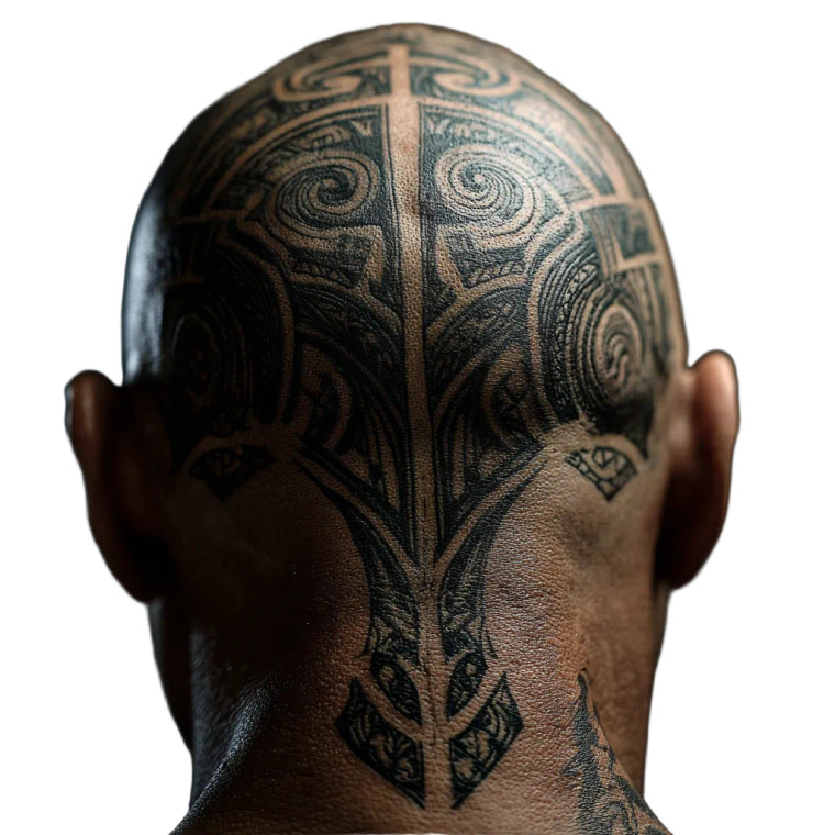 Maori Tattoo Head Vinyl Car Decal Sticker – Waterproof & UV-Resistant 3.4133333333333336"
