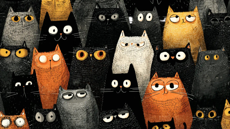 Cartoon Cats In Action Vinyl Car Decal Sticker – Waterproof & UV-Resistant 2.72"