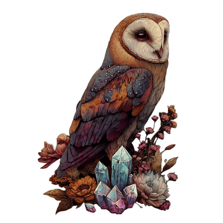 Owl With Crystals Vinyl Car Decal Sticker – Waterproof & UV-Resistant 3.4133333333333336"