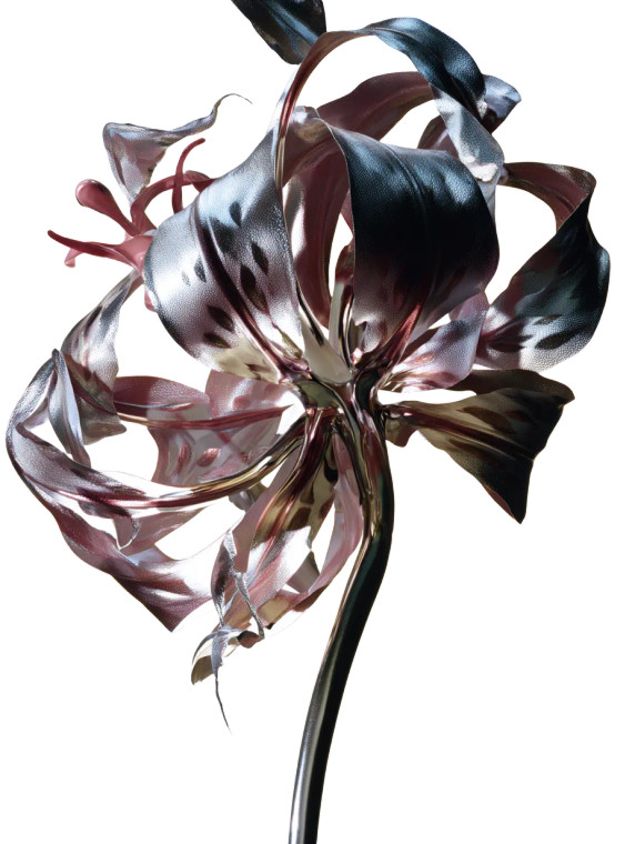 Futuristic Metallic Flower Vinyl Car Decal Sticker – Waterproof & UV-Resistant 8.213333333333333"