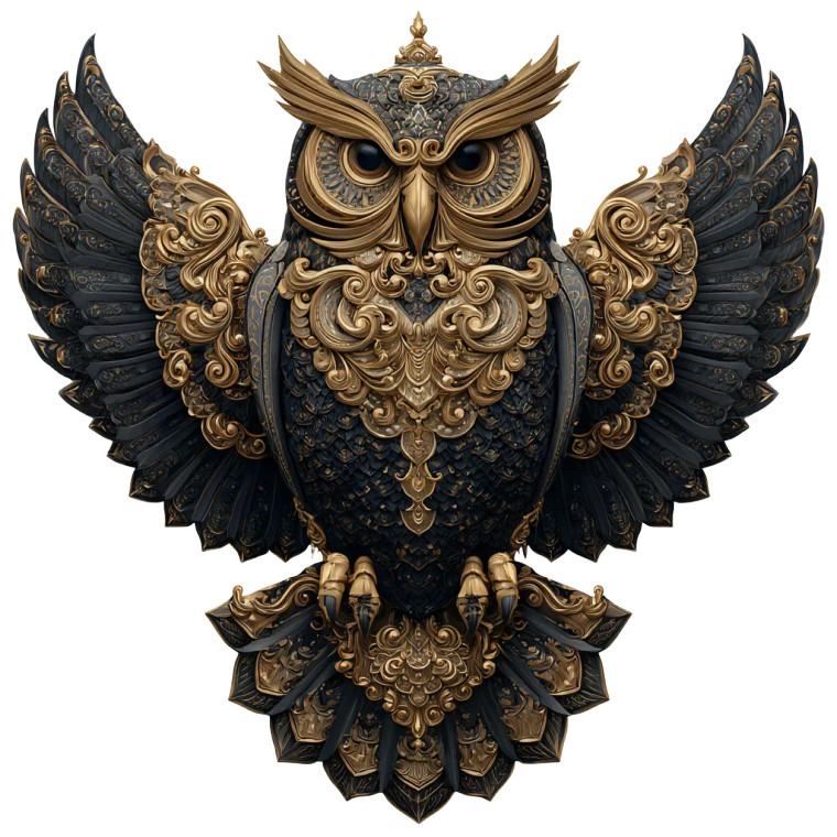 Majestic Golden Owl Vinyl Car Decal Sticker – Waterproof & UV-Resistant 3.4133333333333336"