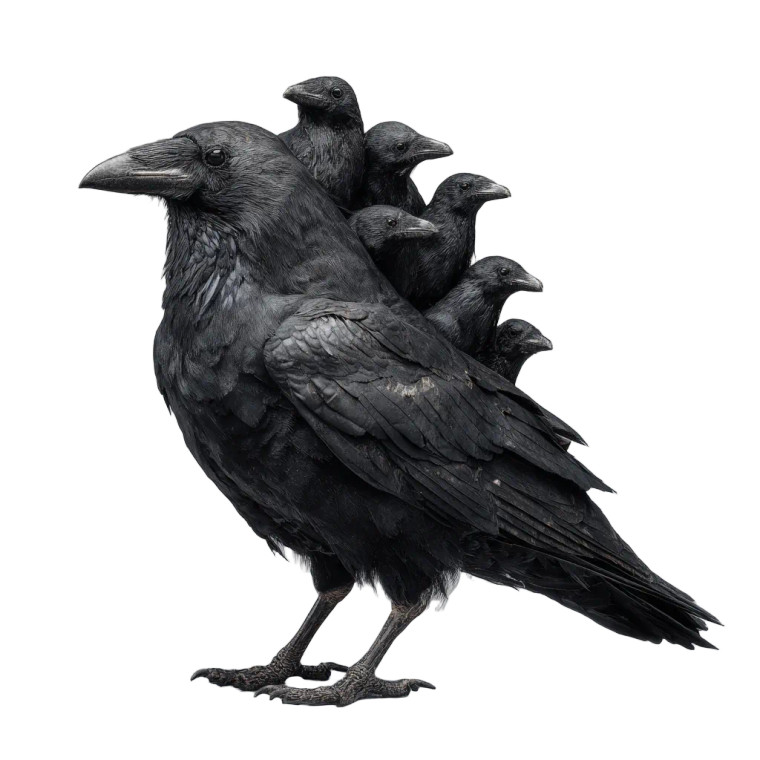 Multi-Headed Crow Vinyl Car Decal Sticker – Waterproof & UV-Resistant 3.4133333333333336"