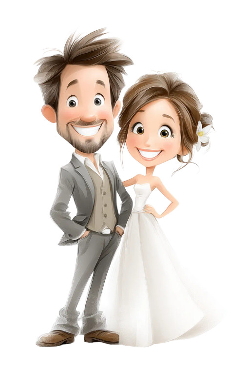 Wellness Wedding Caricature Vinyl Car Decal Sticker – Waterproof & UV-Resistant 4.4
