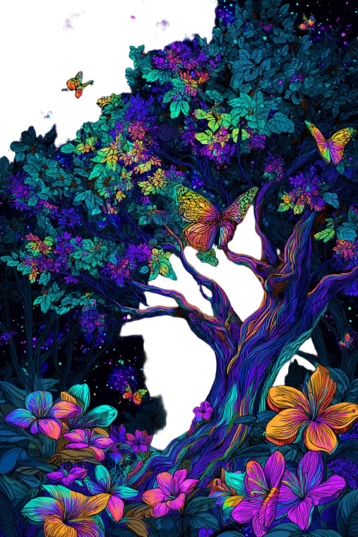 Magical Glowing Tree V2 Vinyl Car Decal Sticker – Waterproof & UV-Resistant 4.4
