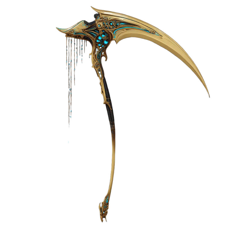 Golden Scythe Vinyl Car Decal Sticker – Waterproof & UV-Resistant 3.4133333333333336"