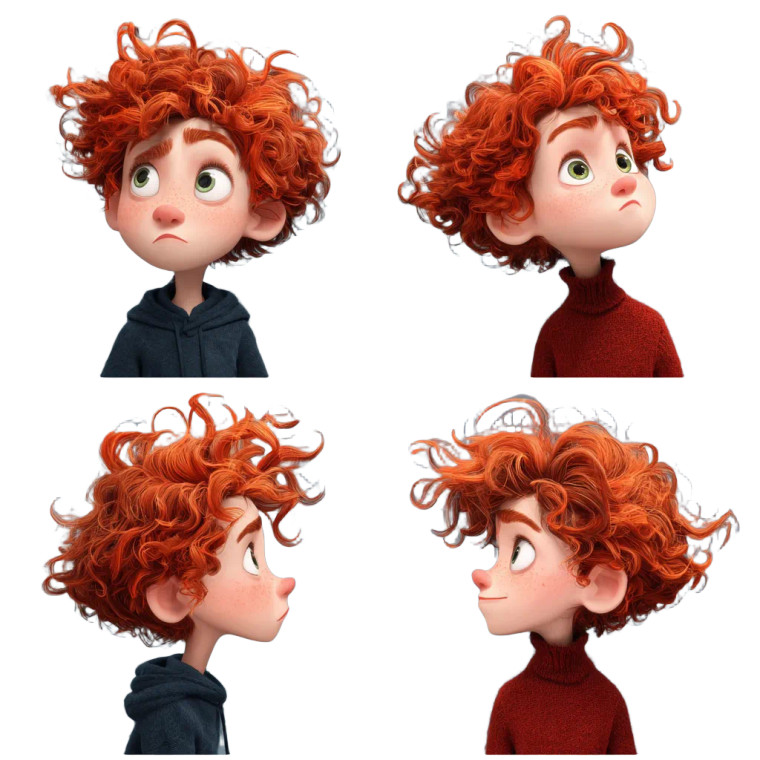 Red Haired Cartoon Boy Vinyl Car Decal Sticker – Waterproof & UV-Resistant 3.4133333333333336"