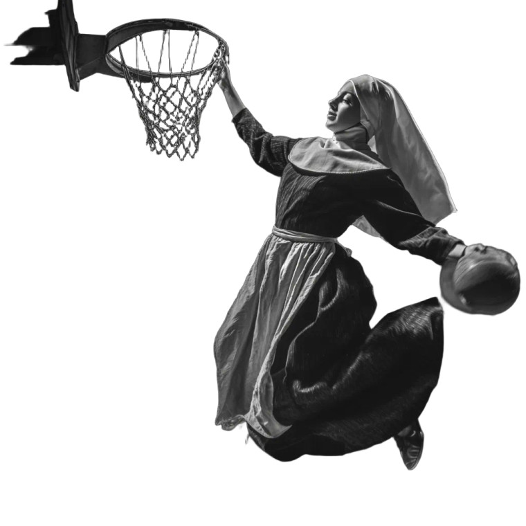 Nun Dunking Vinyl Car Decal Sticker – Waterproof & UV-Resistant 6.826666666666667"