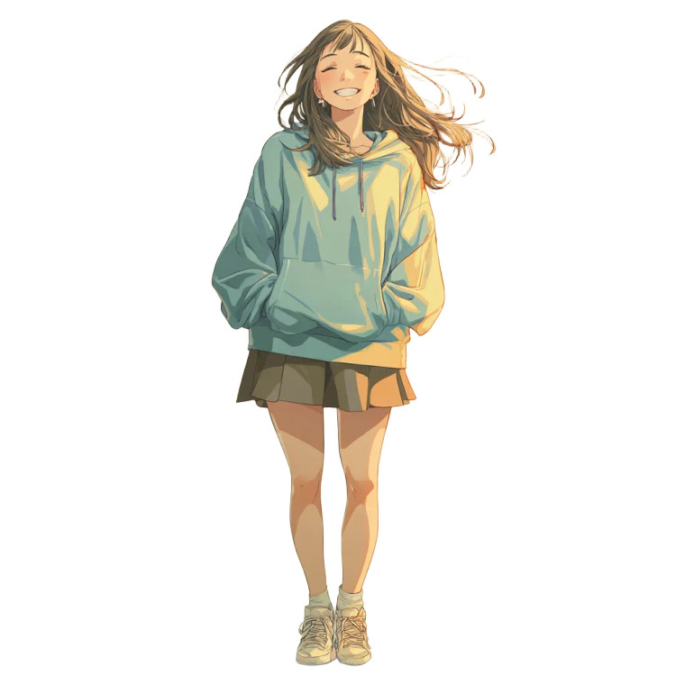 Cheerful Anime Girl V17 Vinyl Car Decal Sticker – Waterproof & UV-Resistant 3.4133333333333336"