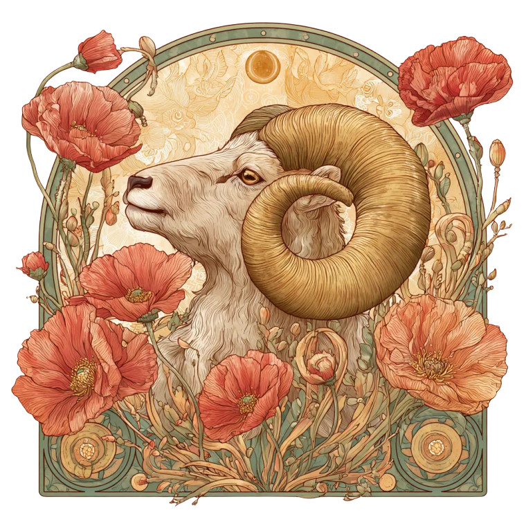 Golden Aries Symbol Vinyl Car Decal Sticker – Waterproof & UV-Resistant 6.826666666666667"