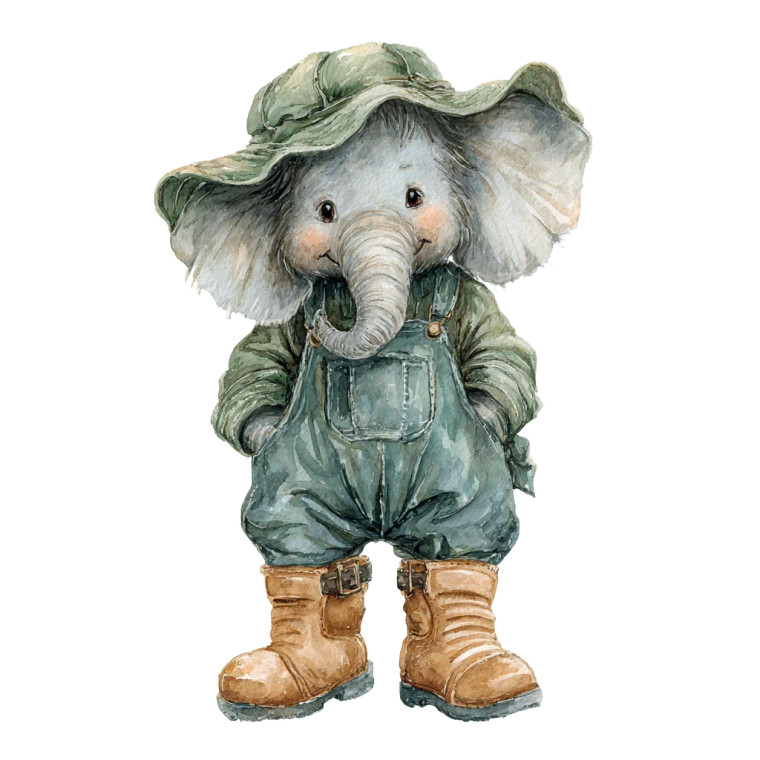 Gray Elephant In Hat Vinyl Car Decal Sticker – Waterproof & UV-Resistant 3.4133333333333336"