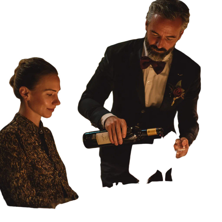 Sommelier Pours Wine Vinyl Car Decal Sticker – Waterproof & UV-Resistant 3.4133333333333336"