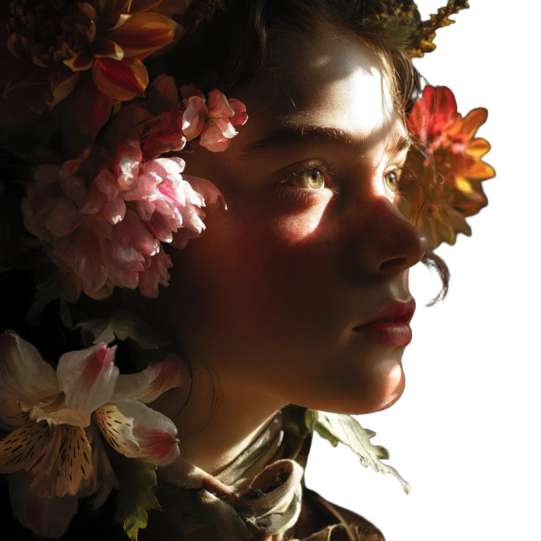 Girl With Flowers V9 Vinyl Car Decal Sticker – Waterproof & UV-Resistant 3.4133333333333336"