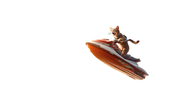 Cat On Jet Ski V2 Vinyl Car Decal Sticker – Waterproof & UV-Resistant 5.4