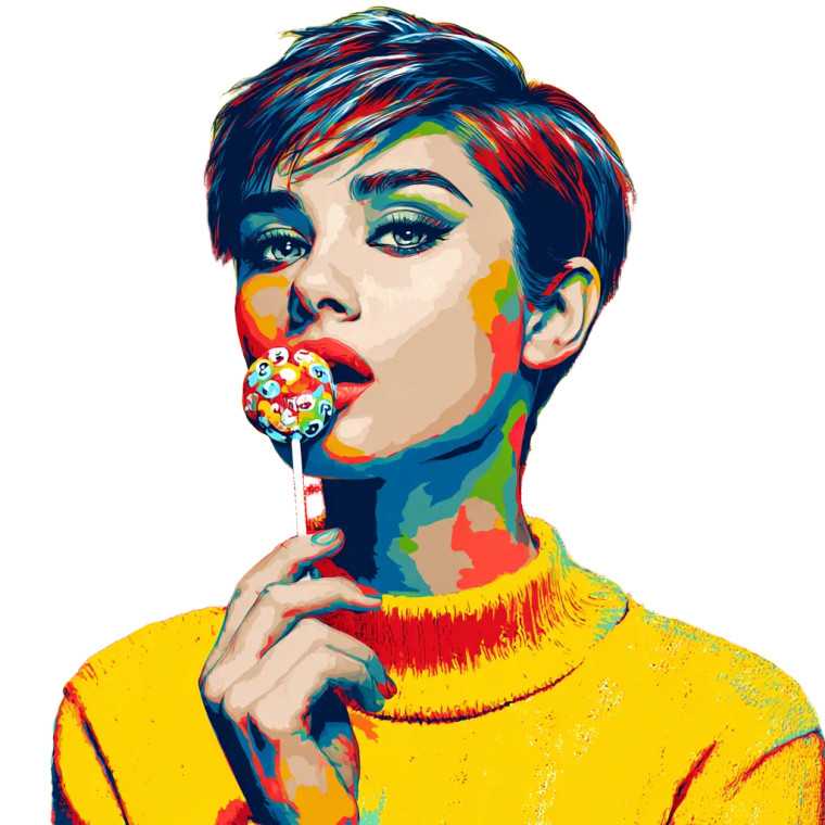 Popart Woman Lollipop Vinyl Car Decal Sticker – Waterproof & UV-Resistant 3.4133333333333336"