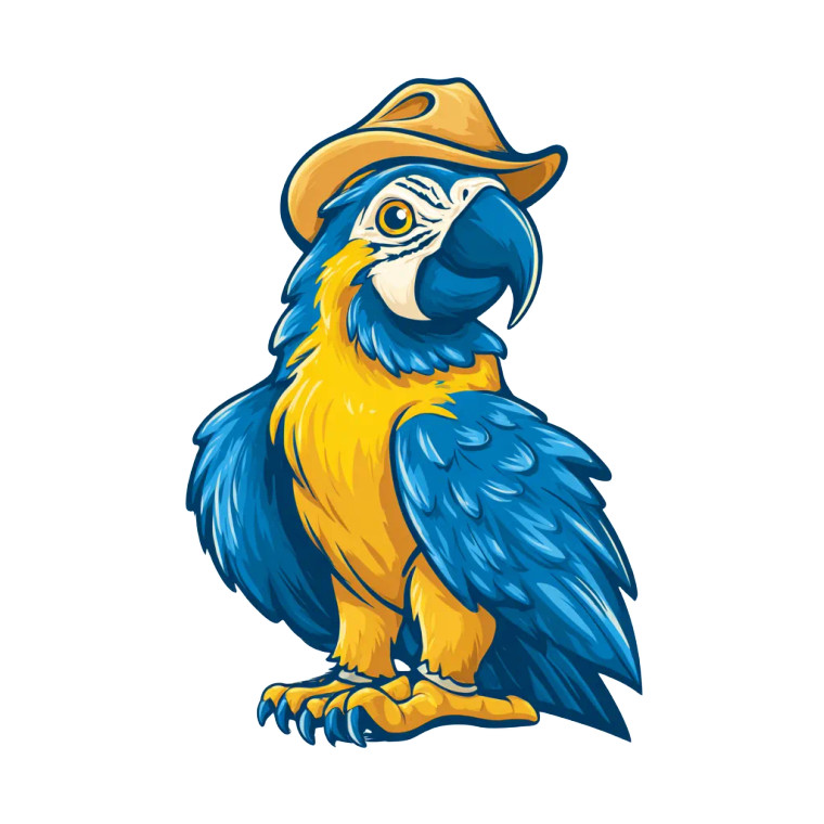 Cheerful Macaw Mascot Vinyl Car Decal Sticker – Waterproof & UV-Resistant 3.4133333333333336"
