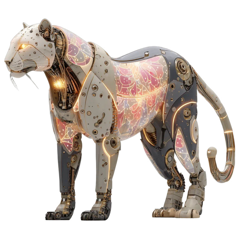 Cyber Leopard Bot Vinyl Car Decal Sticker – Waterproof & UV-Resistant 3.4133333333333336"