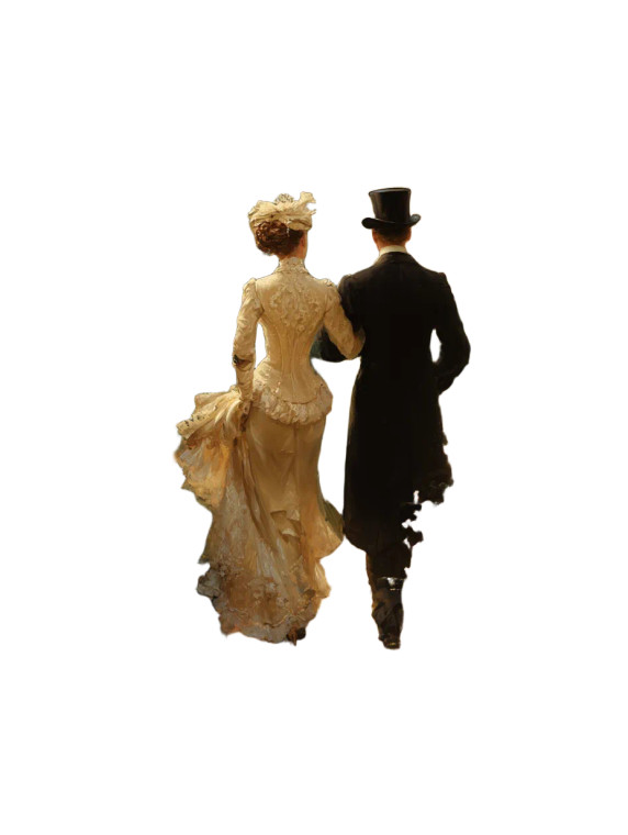 Victorian Couple Stroll Vinyl Car Decal Sticker – Waterproof & UV-Resistant 8.213333333333333"