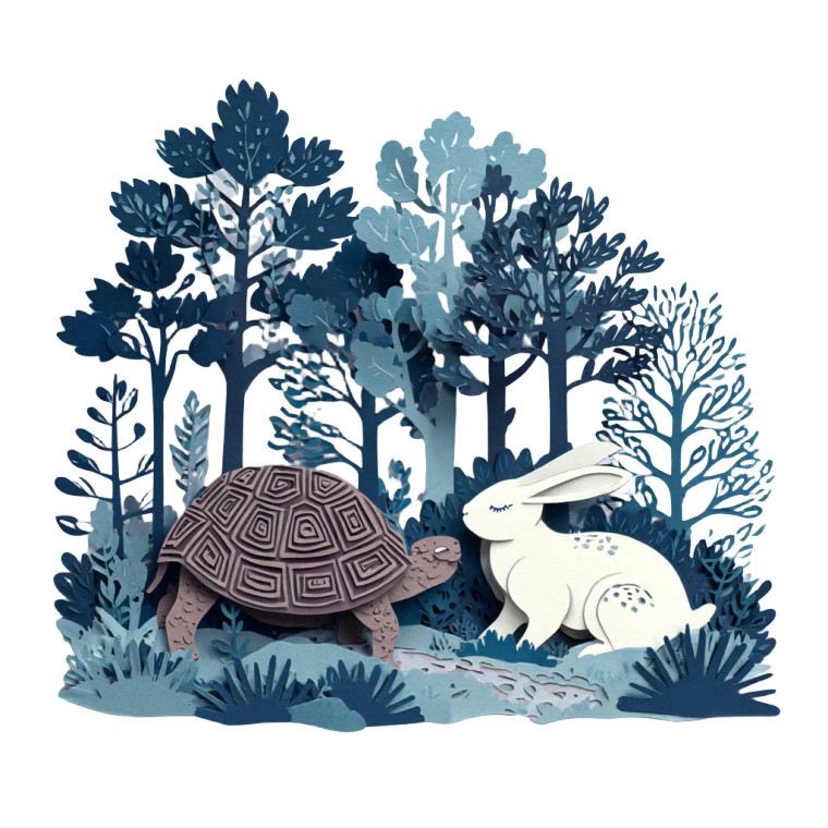 Turtle And Hare Vinyl Car Decal Sticker – Waterproof & UV-Resistant 3.4133333333333336"
