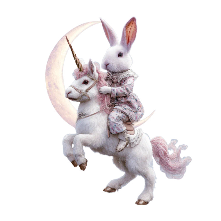 Bunny On Unicorn V2 Vinyl Car Decal Sticker – Waterproof & UV-Resistant 3.4133333333333336"