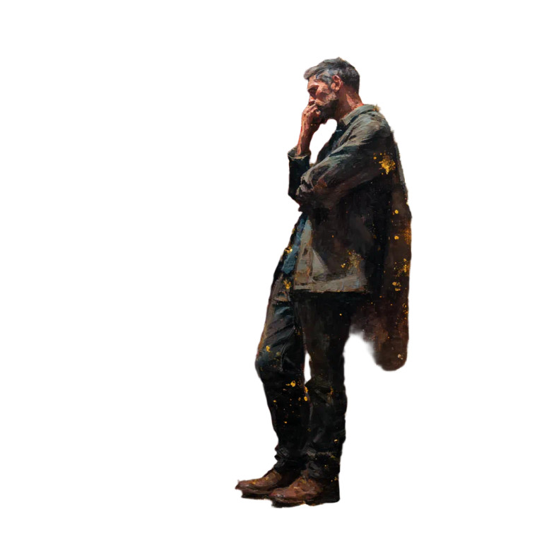 Pensive Expressionist Man Vinyl Car Decal Sticker – Waterproof & UV-Resistant 3.4133333333333336"
