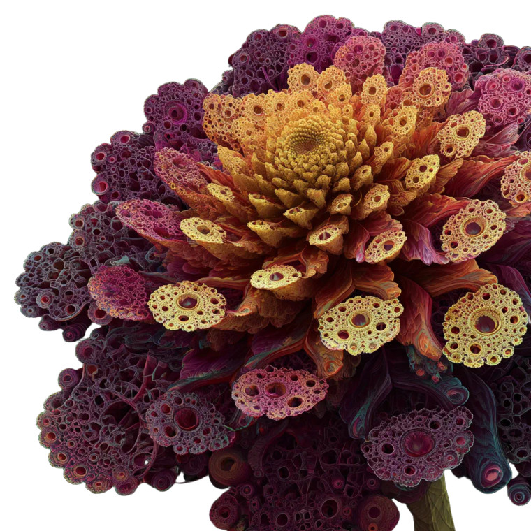 Fractal Dahlia Vinyl Car Decal Sticker – Waterproof & UV-Resistant 3.4133333333333336"