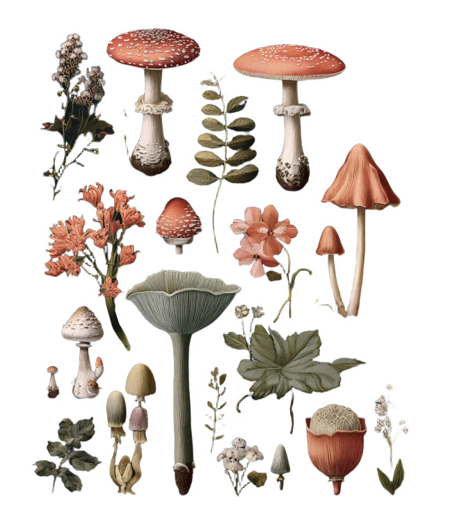 Mushroom Botanical Illustration Vinyl Car Decal Sticker – Waterproof & UV-Resistant 3.946666666666666