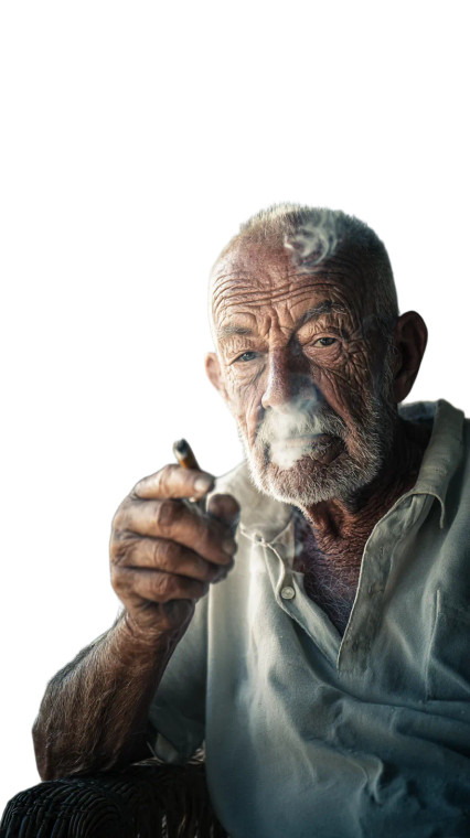 Old Fisherman Smoking Vinyl Car Decal Sticker – Waterproof & UV-Resistant 9.706666666666667"