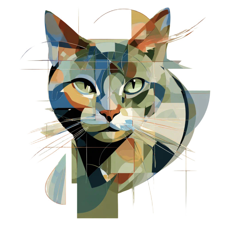 Abstract Cat V6 Vinyl Car Decal Sticker – Waterproof & UV-Resistant 3.4133333333333336"