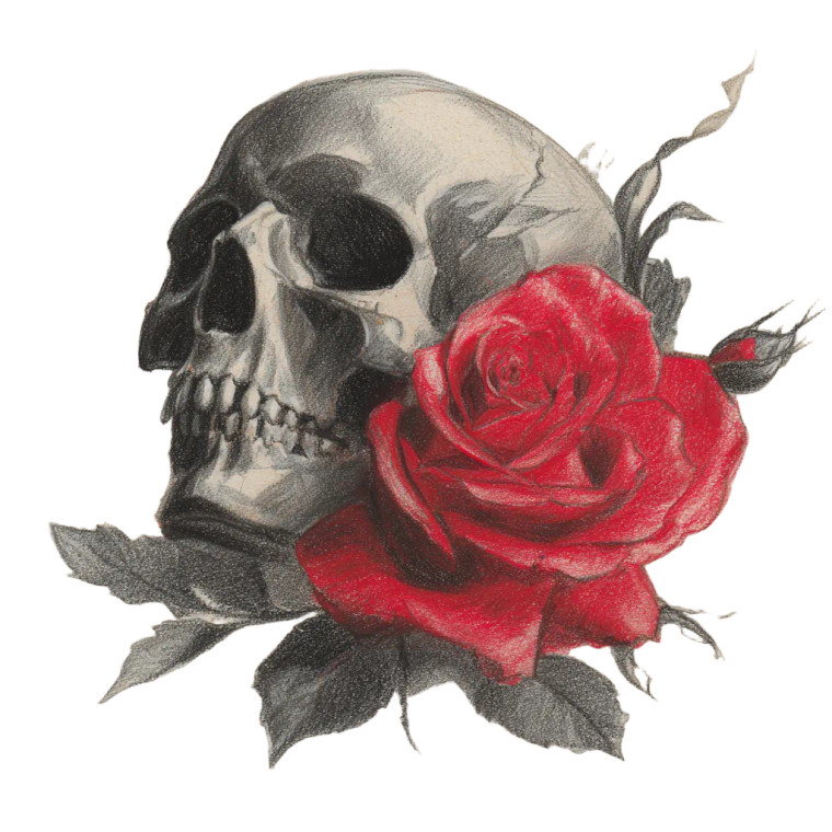 Skull And Rose Vinyl Car Decal Sticker – Waterproof & UV-Resistant 3.4133333333333336"
