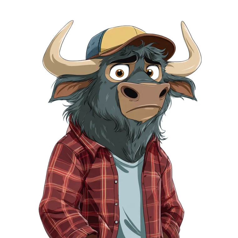 Cartoon Bison Character Vinyl Car Decal Sticker – Waterproof & UV-Resistant 3.4133333333333336"